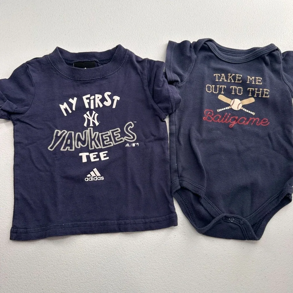 Baby Boy Clothing Lot 3-6M‎ 9M Yankees Baseball Fleece Outfit Slippers Yankees